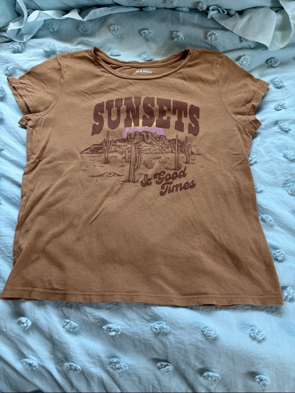 Old Navy Rust Brown Graphic Tee with Desert Sunset Print